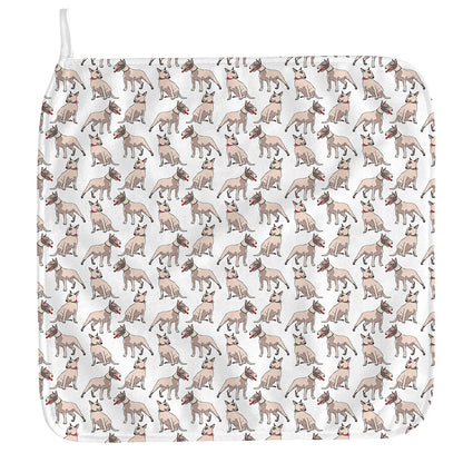 White Bull Terrier Pattern Print Hand Towel