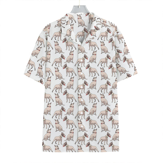 White Bull Terrier Pattern Print Hawaiian Shirt