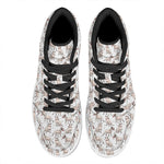 White Bull Terrier Pattern Print High Top Leather Sneakers