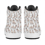 White Bull Terrier Pattern Print High Top Leather Sneakers
