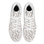 White Bull Terrier Pattern Print High Top Leather Sneakers