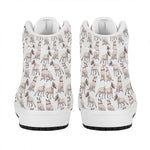 White Bull Terrier Pattern Print High Top Leather Sneakers