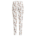 White Bull Terrier Pattern Print High-Waisted Pocket Leggings