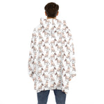 White Bull Terrier Pattern Print Hoodie Blanket