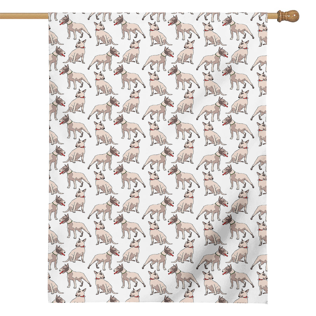 White Bull Terrier Pattern Print House Flag