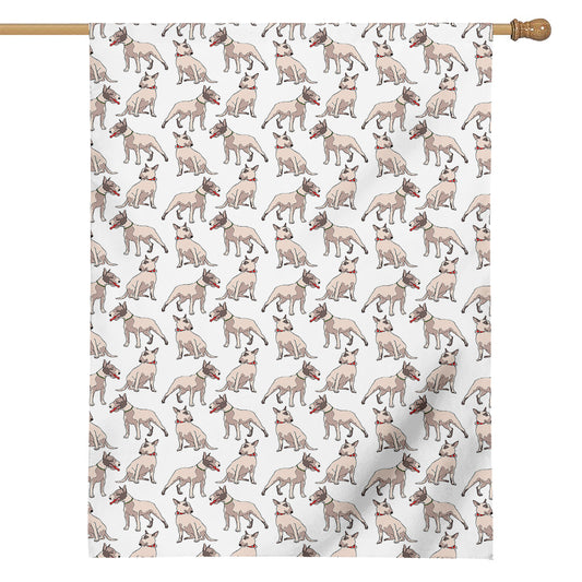 White Bull Terrier Pattern Print House Flag