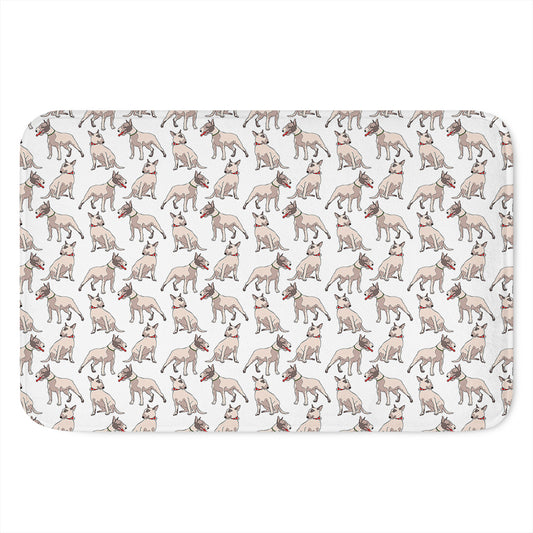White Bull Terrier Pattern Print Indoor Door Mat