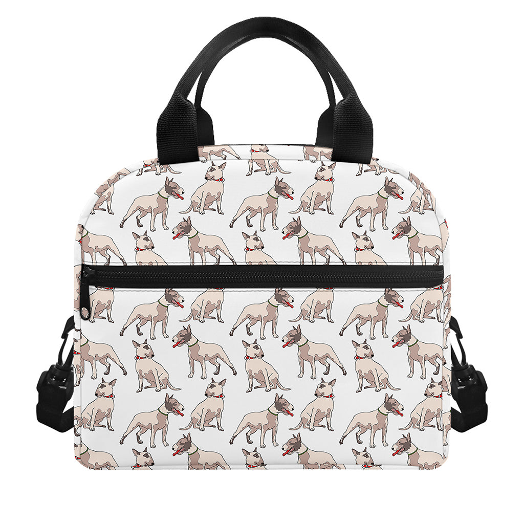 White Bull Terrier Pattern Print Insulated Lunch Bag