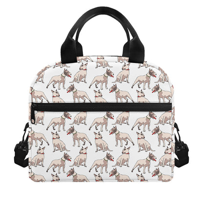 White Bull Terrier Pattern Print Insulated Lunch Bag