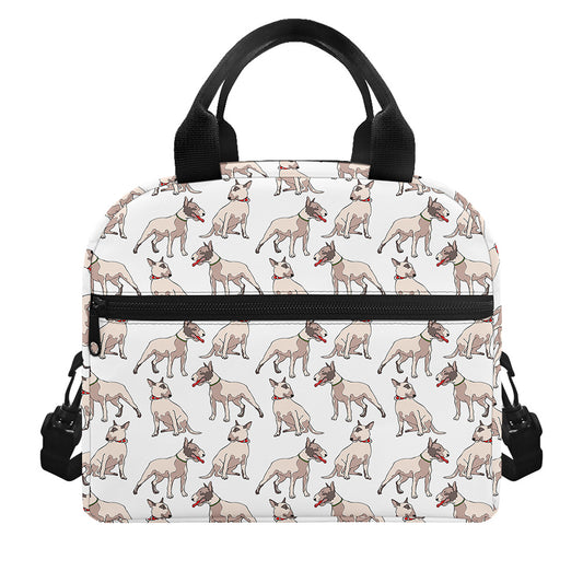White Bull Terrier Pattern Print Insulated Lunch Bag
