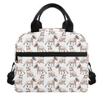 White Bull Terrier Pattern Print Insulated Lunch Bag