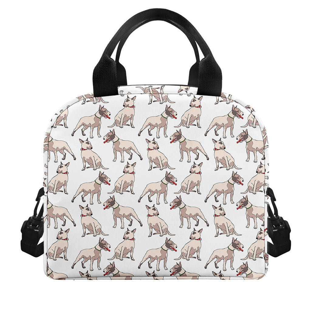 White Bull Terrier Pattern Print Insulated Lunch Bag