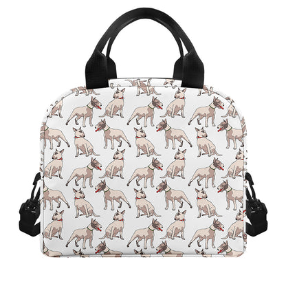 White Bull Terrier Pattern Print Insulated Lunch Bag