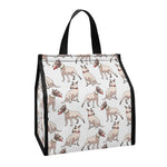 White Bull Terrier Pattern Print Insulated Lunch Tote