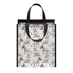 White Bull Terrier Pattern Print Insulated Lunch Tote