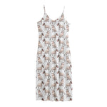 White Bull Terrier Pattern Print Jersey Midi Cami Dress