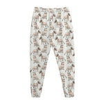 White Bull Terrier Pattern Print Jogger Pants