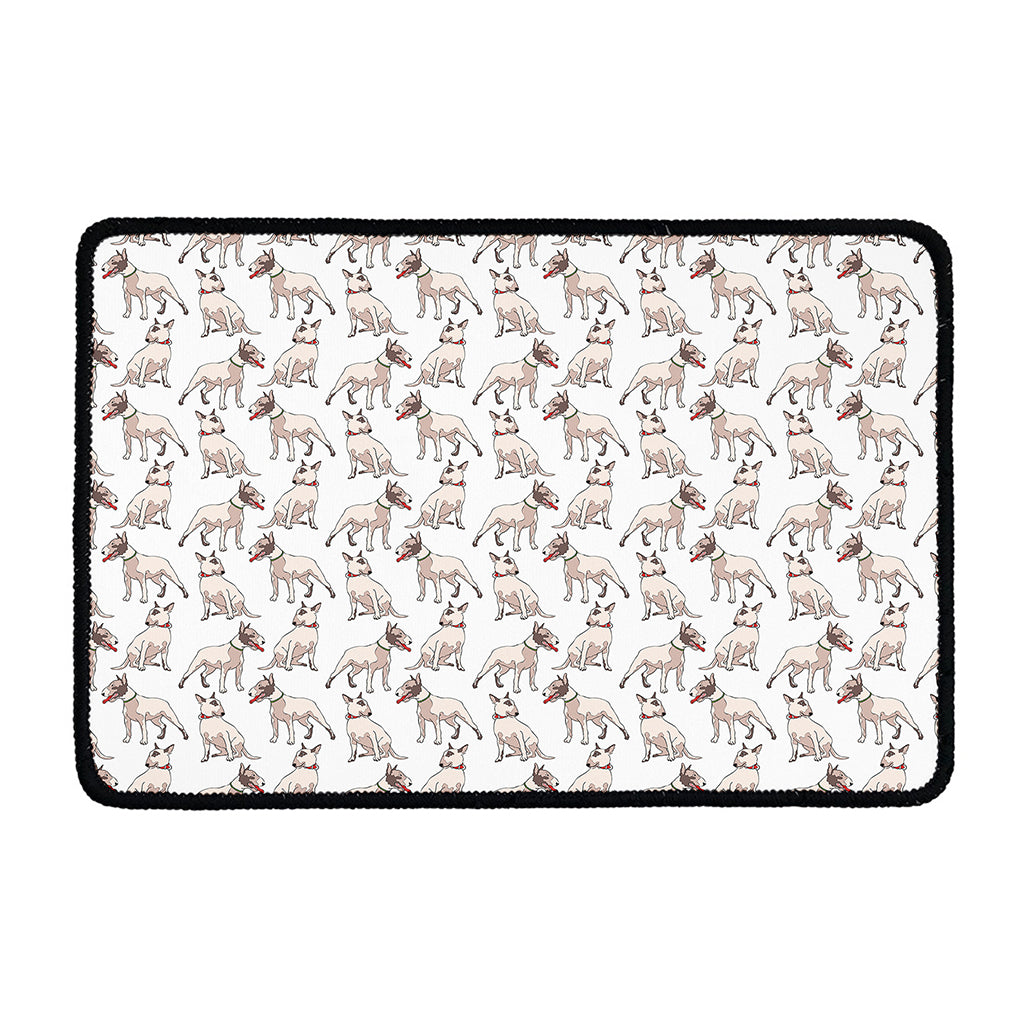 White Bull Terrier Pattern Print Kitchen Mat