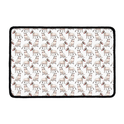 White Bull Terrier Pattern Print Kitchen Mat