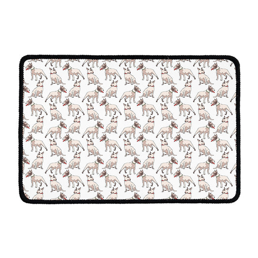 White Bull Terrier Pattern Print Kitchen Mat