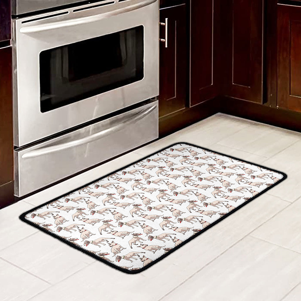 White Bull Terrier Pattern Print Kitchen Mat