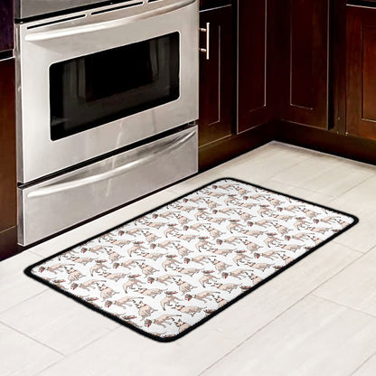 White Bull Terrier Pattern Print Kitchen Mat