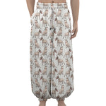 White Bull Terrier Pattern Print Lantern Pants