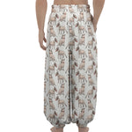 White Bull Terrier Pattern Print Lantern Pants