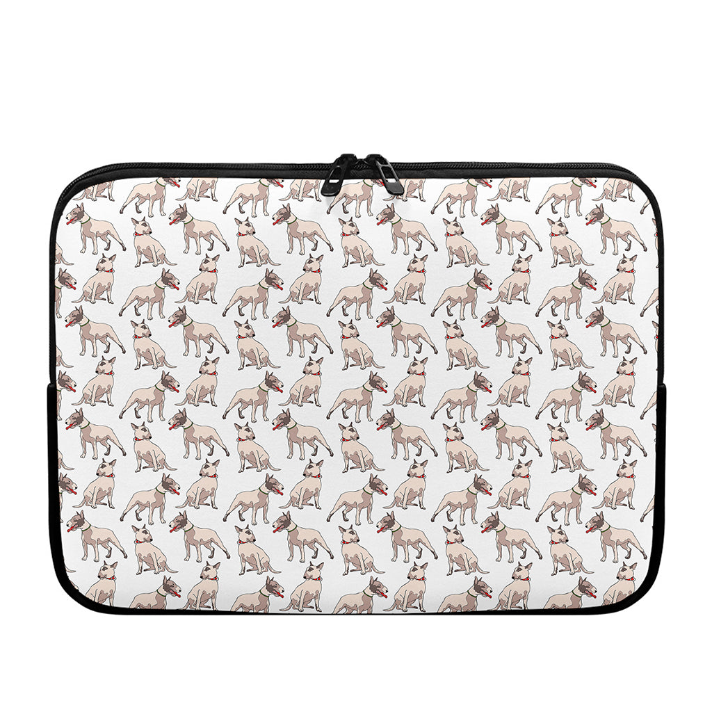 White Bull Terrier Pattern Print Laptop Sleeve