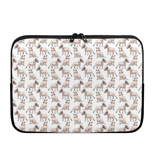 White Bull Terrier Pattern Print Laptop Sleeve