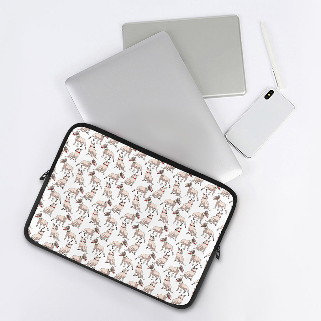 White Bull Terrier Pattern Print Laptop Sleeve