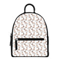 White Bull Terrier Pattern Print Leather Backpack