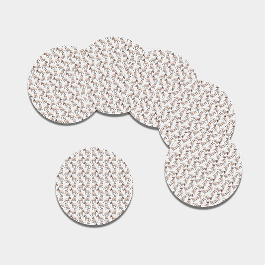 White Bull Terrier Pattern Print Leather Coaster Set
