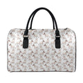 White Bull Terrier Pattern Print Leather Duffel Bag