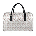 White Bull Terrier Pattern Print Leather Duffle Bag