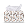 White Bull Terrier Pattern Print Leather Tissue Box Cover