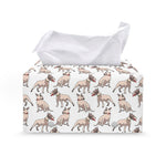 White Bull Terrier Pattern Print Leather Tissue Box Cover