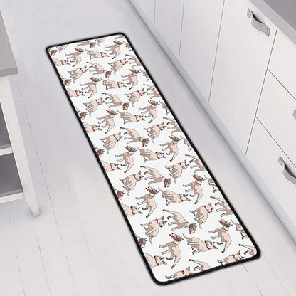 White Bull Terrier Pattern Print Long Kitchen Mat