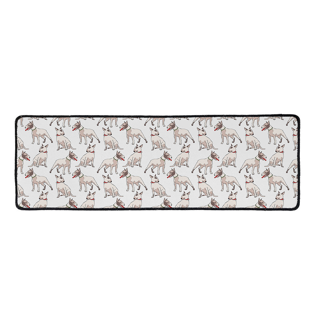 White Bull Terrier Pattern Print Long Kitchen Mat
