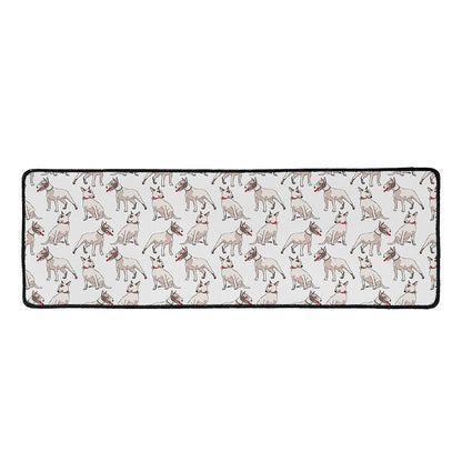 White Bull Terrier Pattern Print Long Kitchen Mat