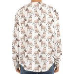 White Bull Terrier Pattern Print Long Sleeve Baseball Jersey