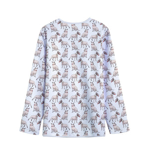 White Bull Terrier Pattern Print Long Sleeve Short Coat