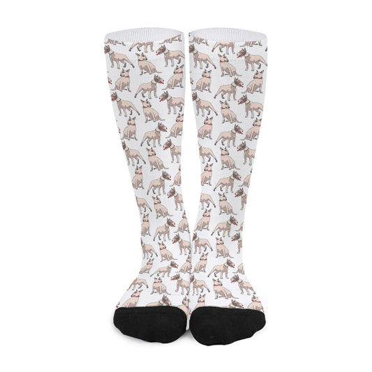 White Bull Terrier Pattern Print Long Socks