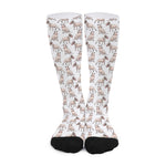 White Bull Terrier Pattern Print Long Socks