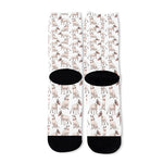 White Bull Terrier Pattern Print Long Socks
