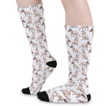 White Bull Terrier Pattern Print Long Socks