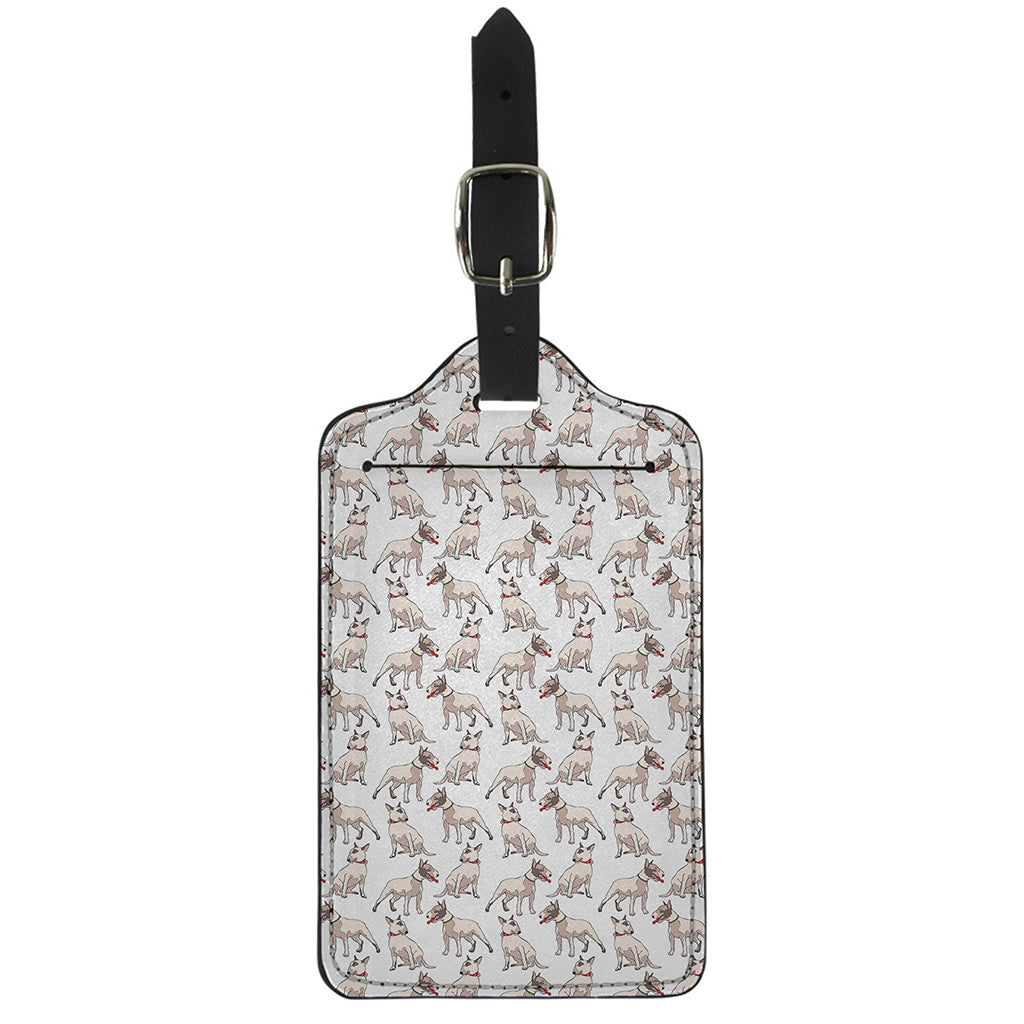 White Bull Terrier Pattern Print Luggage Tag
