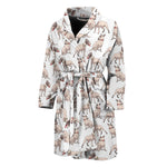 White Bull Terrier Pattern Print Men's Bathrobe