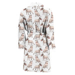 White Bull Terrier Pattern Print Men's Bathrobe