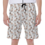 White Bull Terrier Pattern Print Men's Beach Shorts